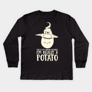 This is my Human Costume I'm Really A Potato Funny Halloween Lazy Costume Gift Kids Long Sleeve T-Shirt